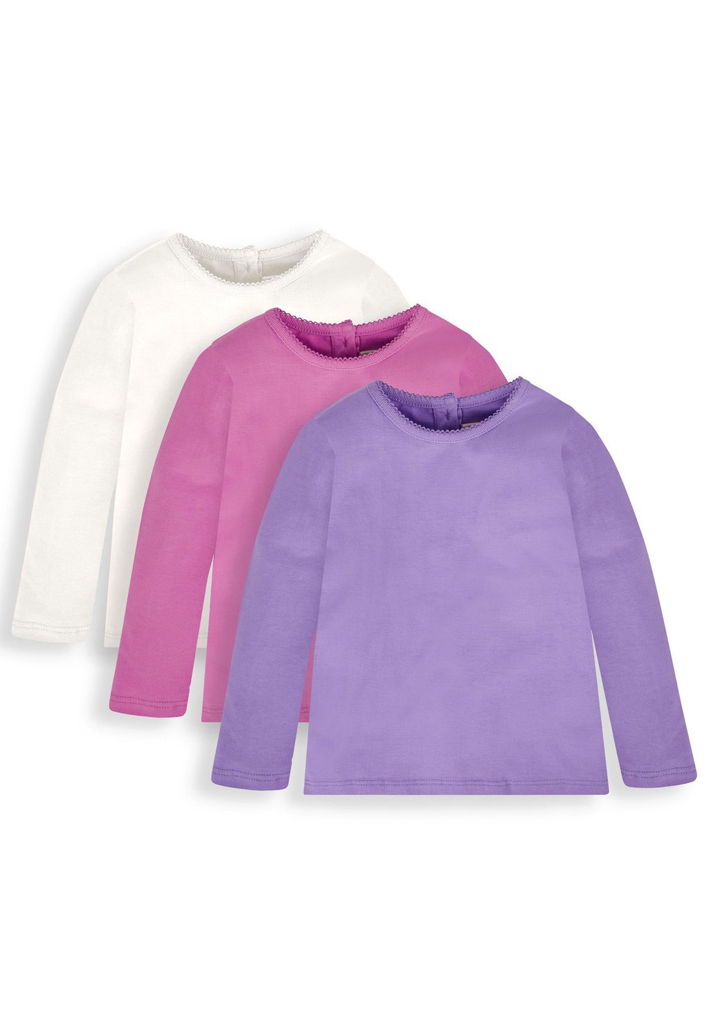 

футболка с длинными рукавами Pretty Round Neck 3-Pack JoJo Maman Bébé, цвет fuchsia