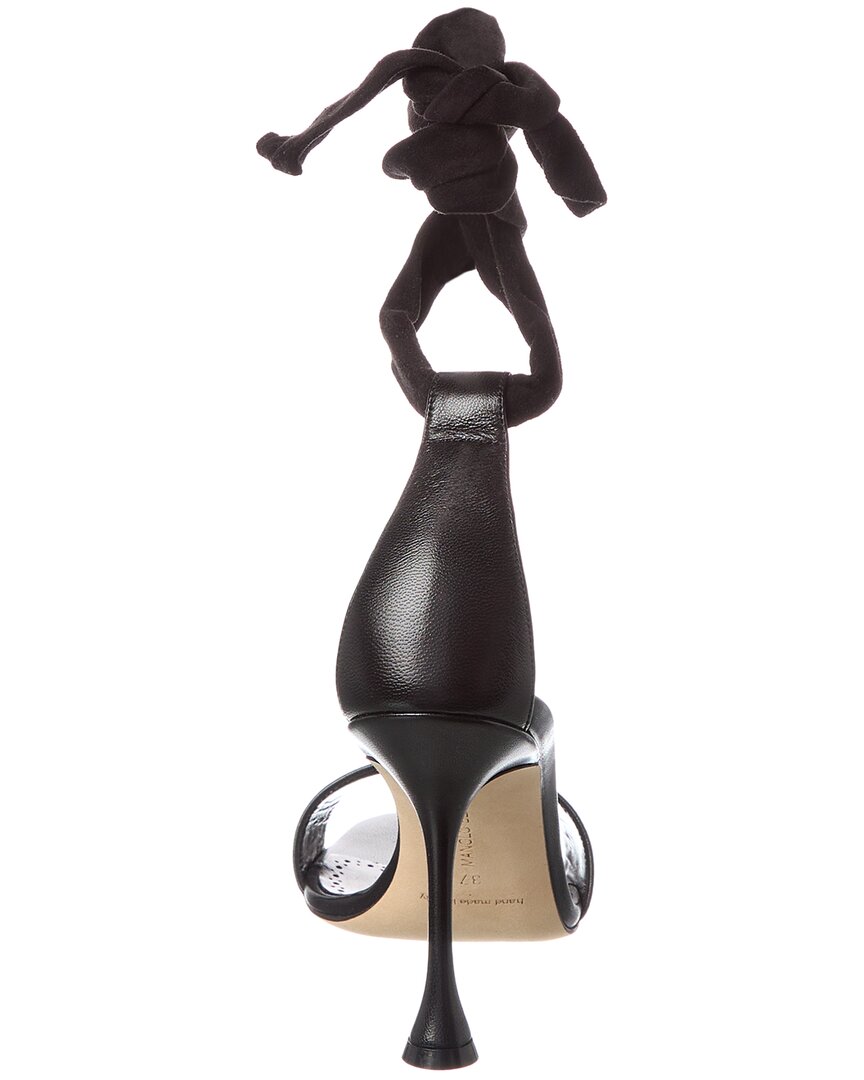 Manolo Blahnik Chastana 100 Suede & Leather Sandal, черный — фото 3