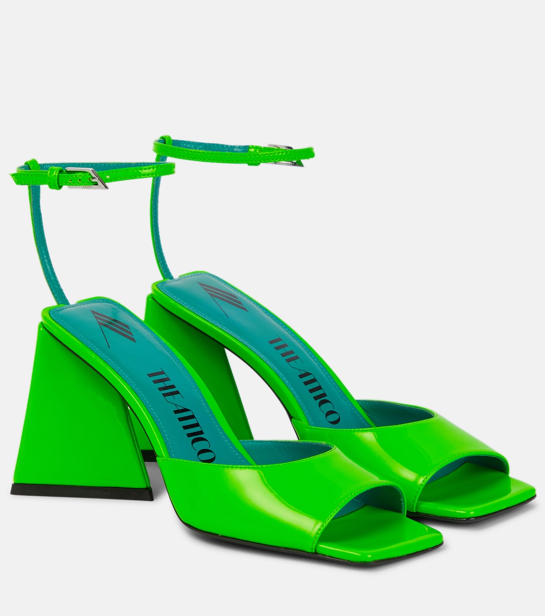 Сандалии из лакированной кожи Piper 85 The Attico, Fluo Emerald