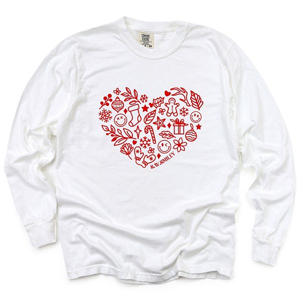 

SWSmiley christmas outline heart - женская футболка с длинным рукавом, окрашенная в стиле garment dyed Simply Sage Market, White, Белый, SWSmiley christmas outline heart - женская футболка с длинным рукавом, окрашенная в стиле garment dyed Simply Sage Mar