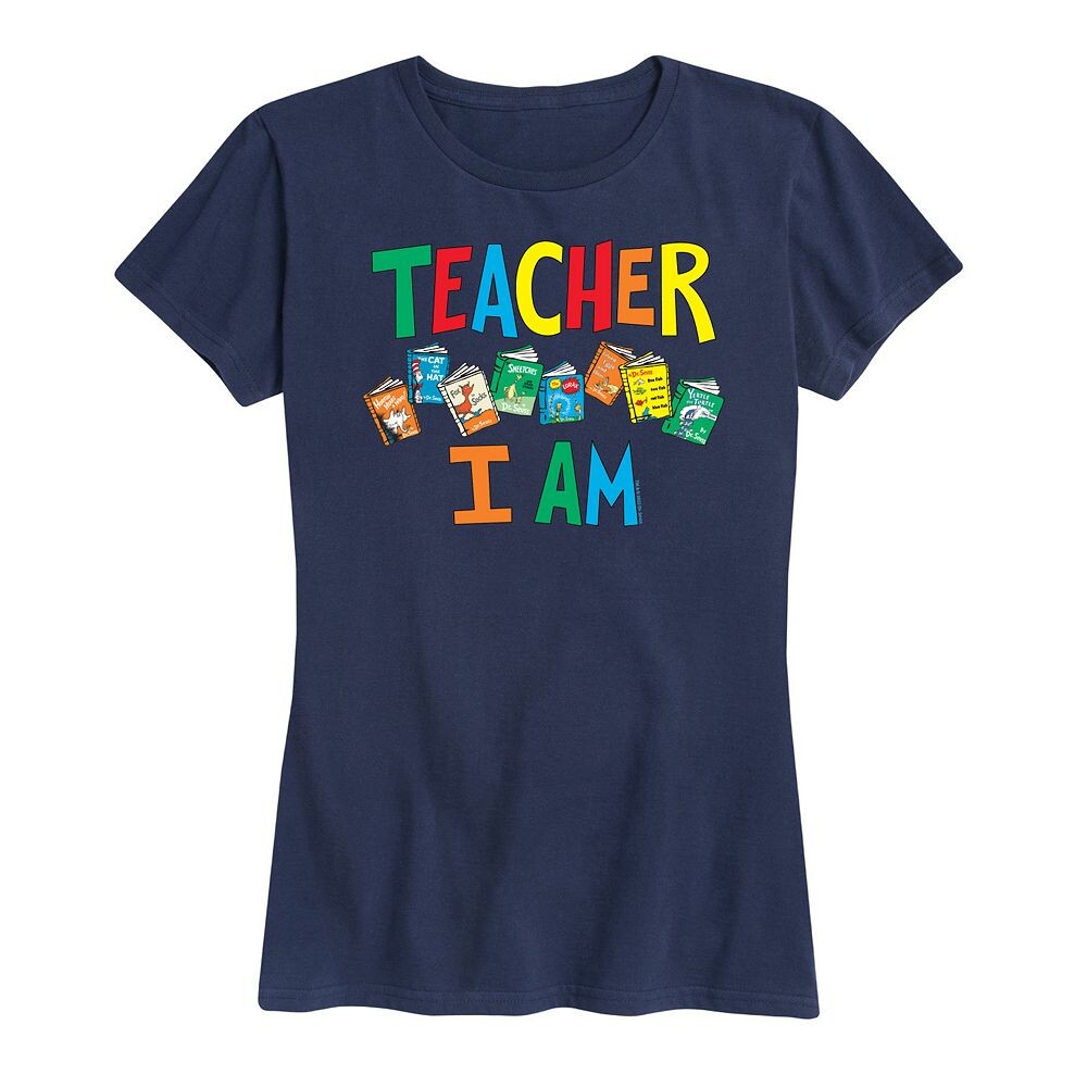 

Женская футболка Dr. Seuss Teacher I Am с рисунком Licensed Character, темно-синий