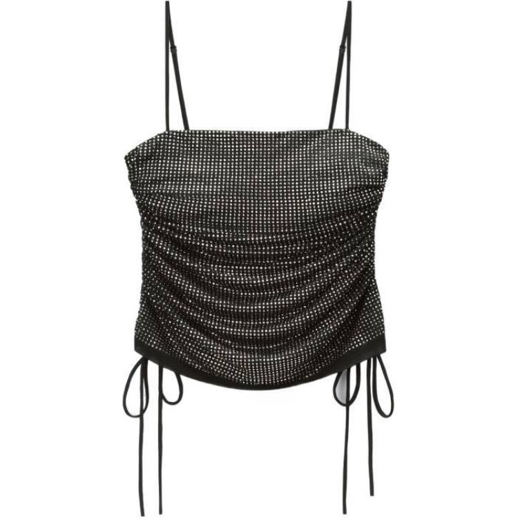 Расшитый топ-ками с рюшами Alexander Wang, черный — фото 2