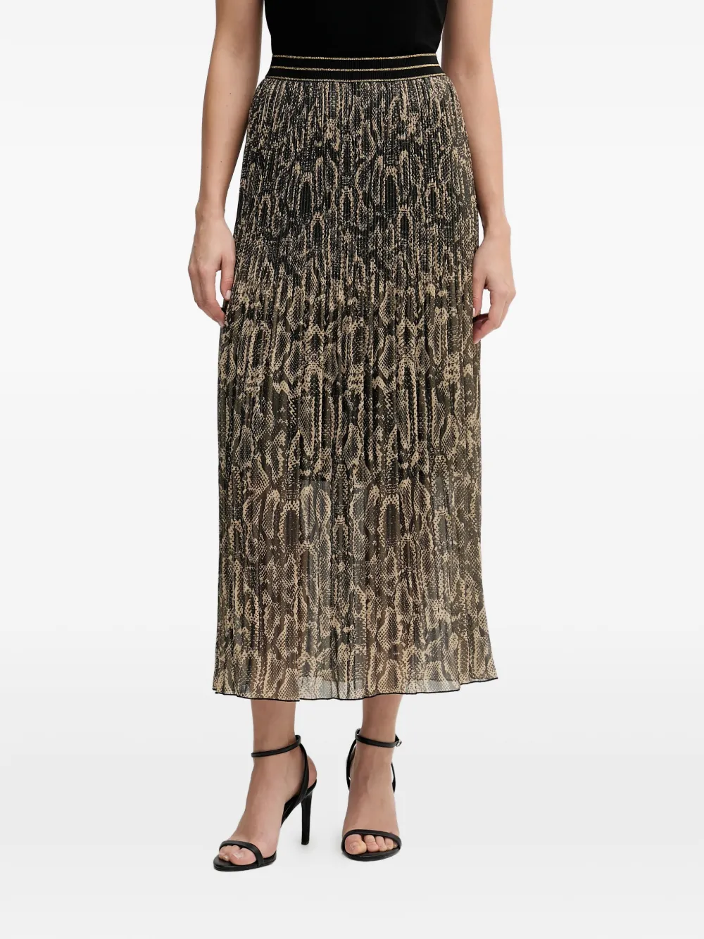 

Плиссированная юбка миди с принтом Marc Aurel, черный