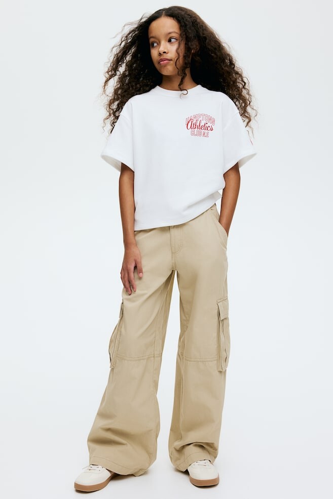

Широкие брюки-карго H&M, бежевый