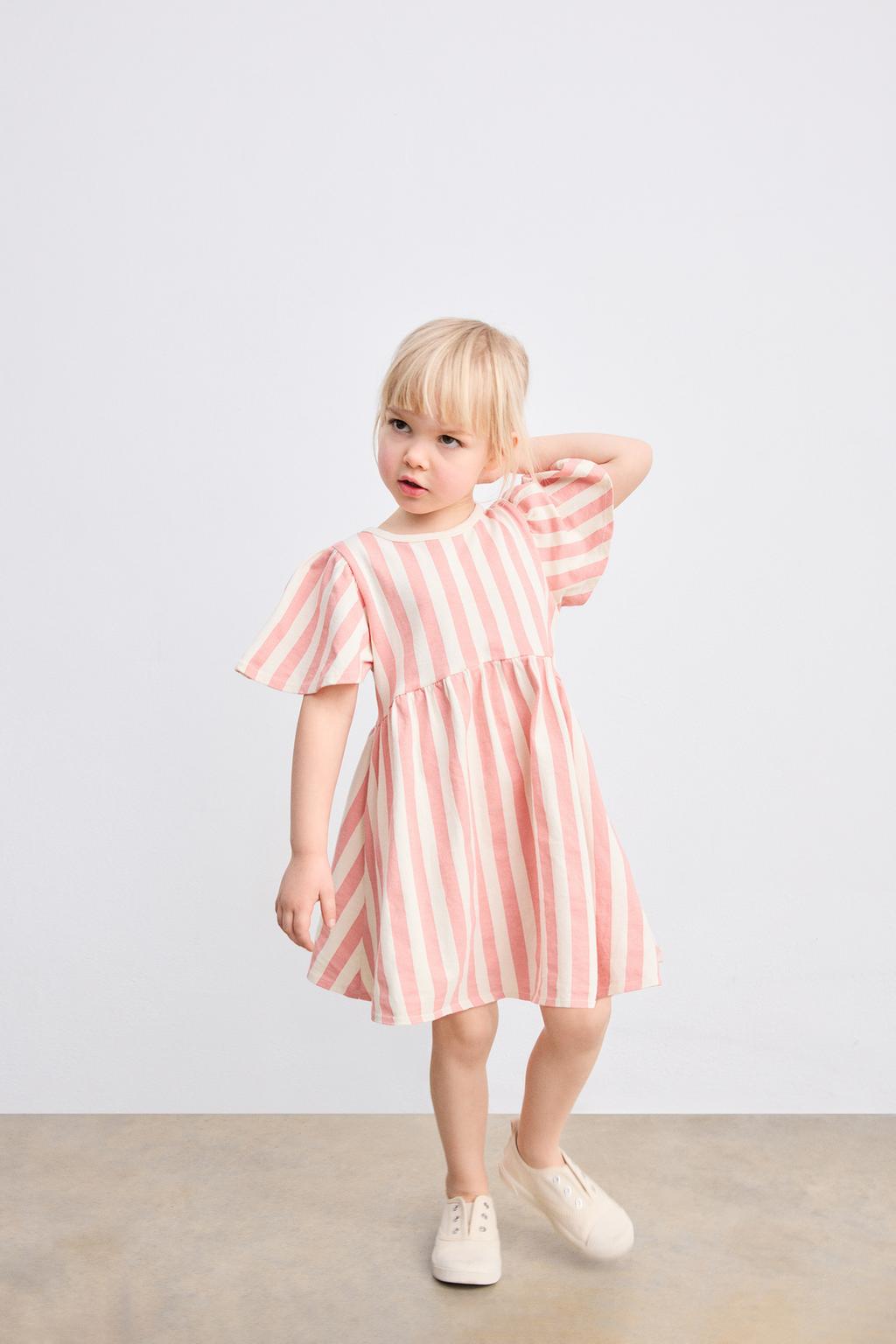 

Платье в полоску ZARA, цвет Pink/Mauve