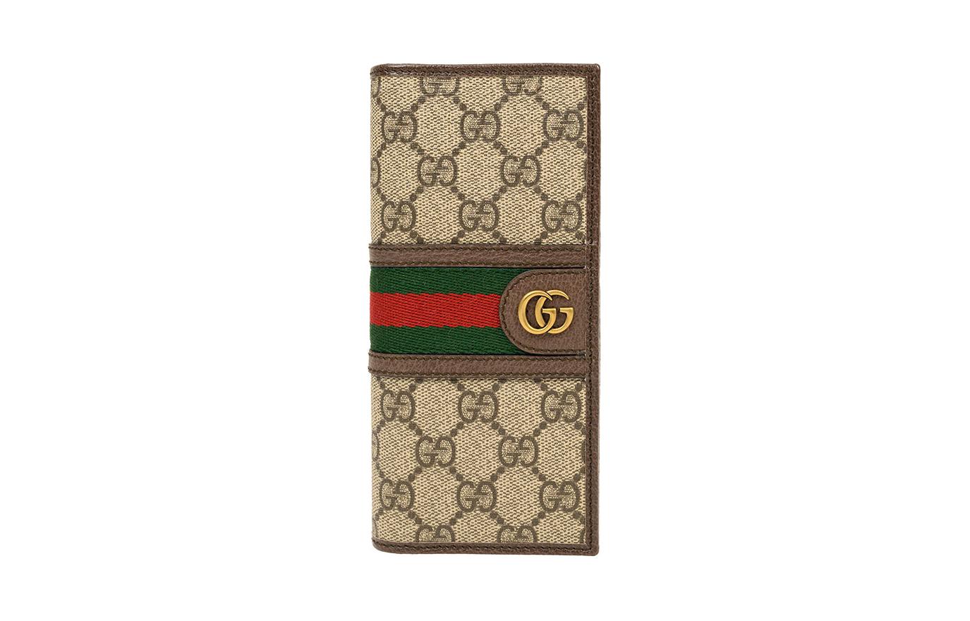 

GUCCI Мужской кожаный кошелек Ophidia Canvas с коричневым/черным деревом