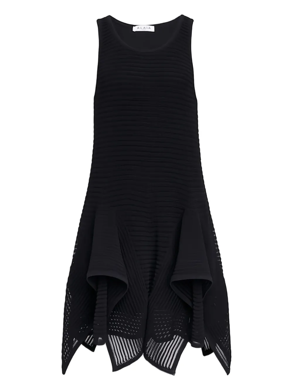 

Платье миди без рукавов с оборками Alaïa, черный