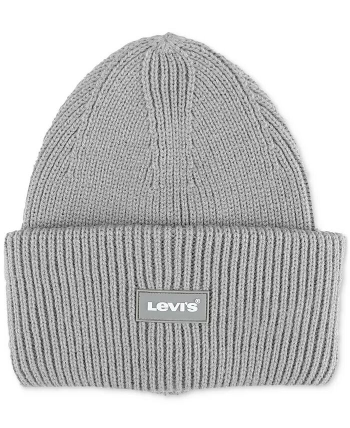 

Мужская шапка-бини с логотипом и тройным закругленным манжетом Levi's, серый