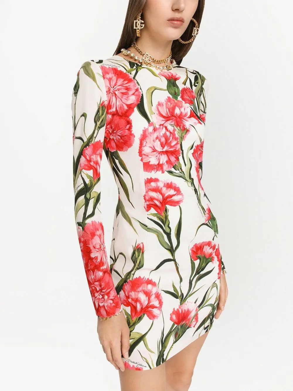 

Платье мини с цветочным принтом DOLCE & GABBANA, белый