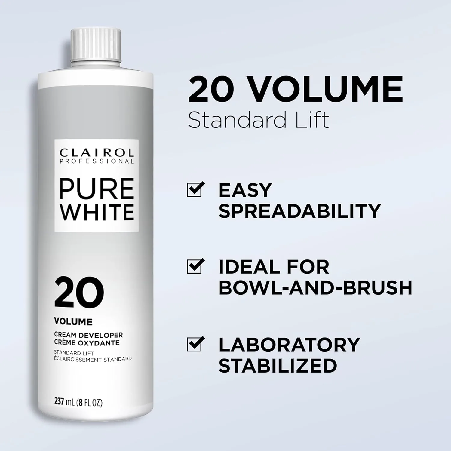 Осветляющий и закрашивающий седину окислитель для волос Clairol Professional Pure White 20 Volume 473 мл (1 шт.), White — фото 3