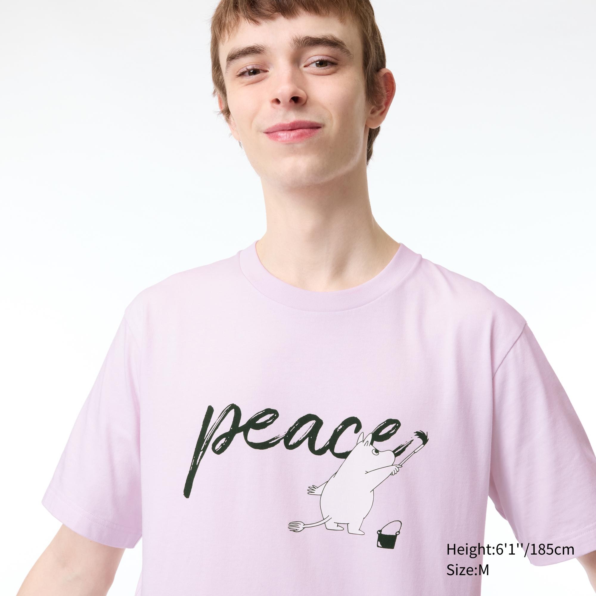 

Футболка с принтом PEACE FOR ALL (Муми-тролли) UNIQLO, розовый