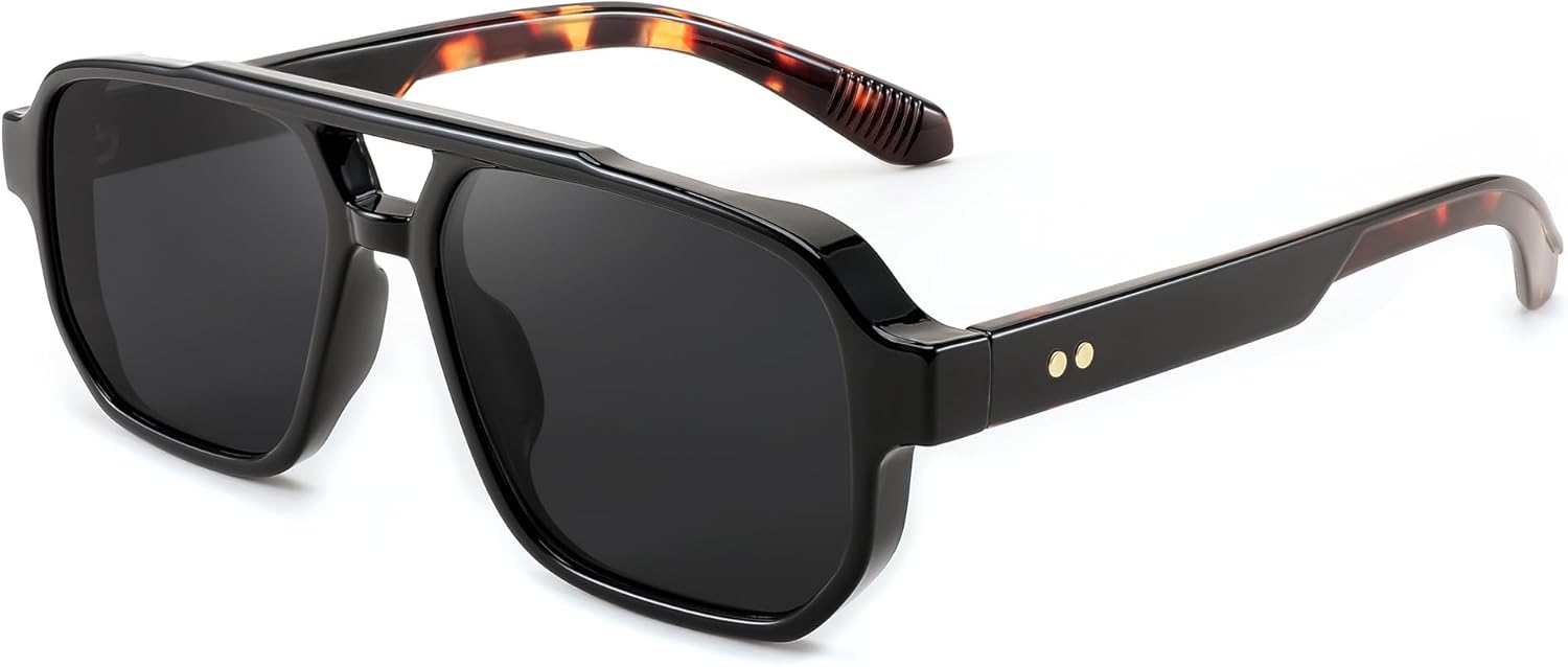 

Солнцезащитные очки FEISEDY Retro Square Aviator для женщин и мужчин, винтажные прямоугольные очки 70-х годов с защитой от УФ-излучения UV400, артикул B9120, Black Frame Leopard Temple