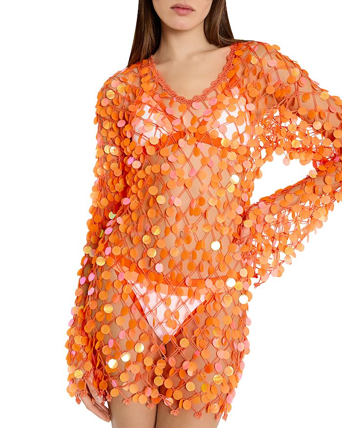 

Вышитое кружевное платье-парео Swim Cover-Up MILLY, оранжевый