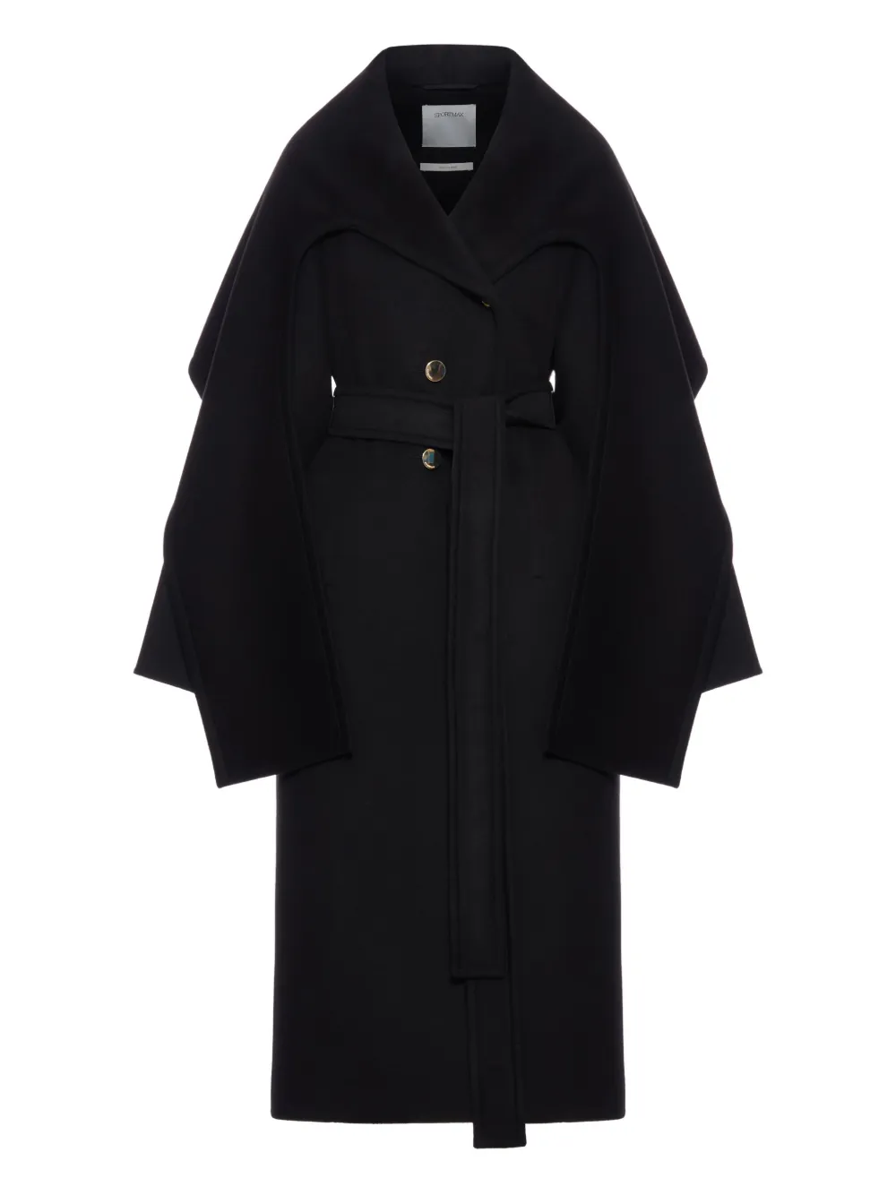 

Пальто с воротником-шалькой и поясом SPORTMAX, черный