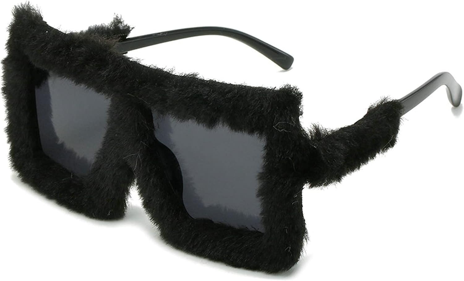 

COTIA Ретро большие квадратные женские солнцезащитные очки, модные оттенки конфетных цветов, защита от УФ-излучения UV400, мужские мягкие плюшевые очки с декором, трендовые солнцезащитные очки, Black