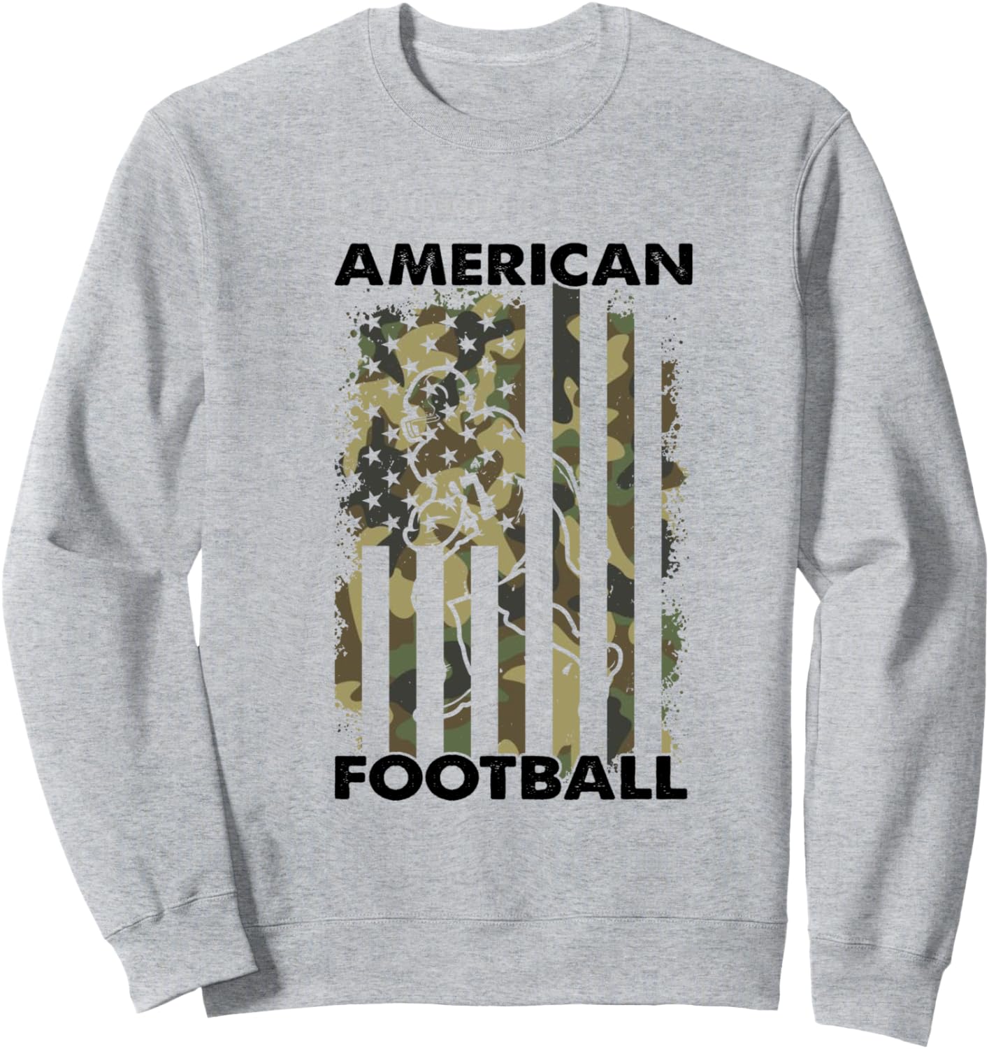 

Футболка с камуфляжным рисунком американского футбола и изображением американского флага American Football Player American Football Game, серый