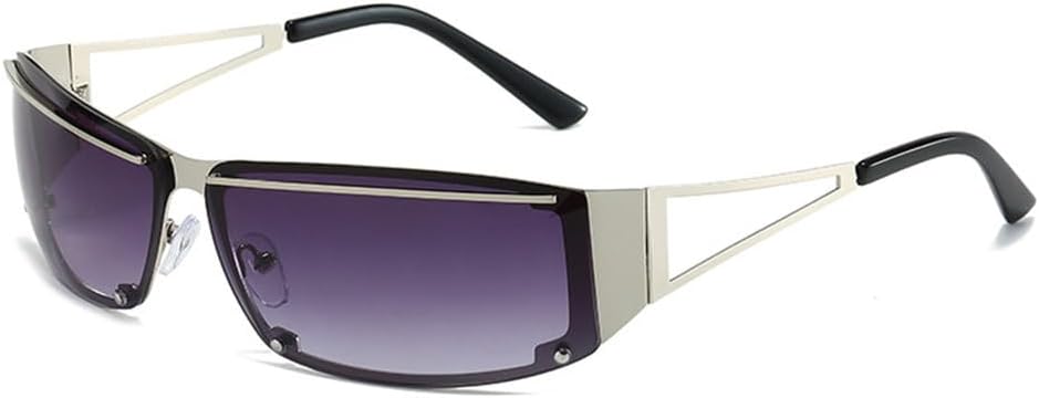 

Солнцезащитные очки в стиле панк Y2K для женщин, без оправы, с градиентным переходом цвета, защита от УФ-излучения UV400, модные очки-обтекатели для женщин и мужчин KTUCN, Silver Gray