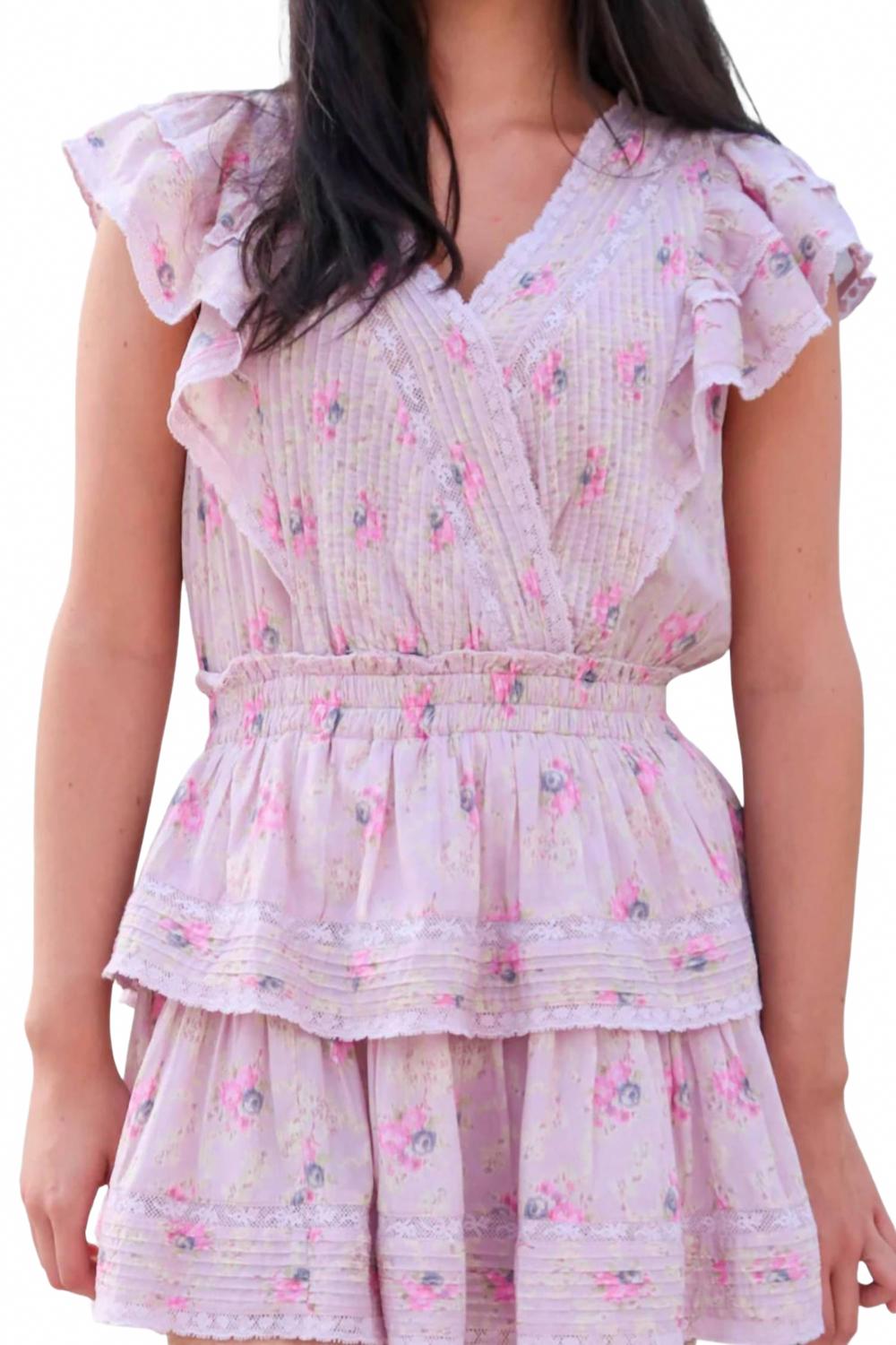 

LoveShackFancy Мини-платье Гвен винтажного сливового цвета