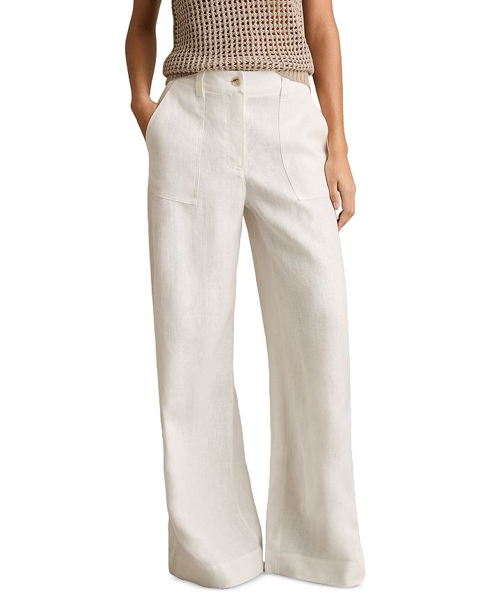 

Широкие льняные брюки Ashby REISS, белый