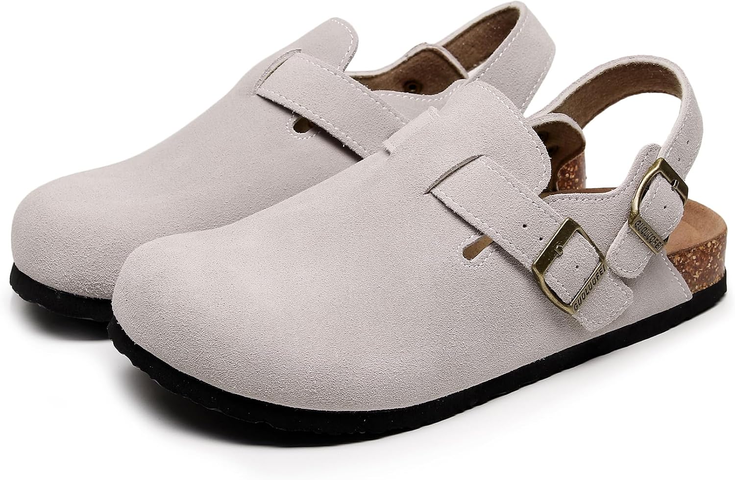 

Мужские и женские замшевые сабо на пробковой подошве - регулируемые сабо с ремешком с пряжкой, противоскользящие туфли на плоской подошве Generic, бежевый