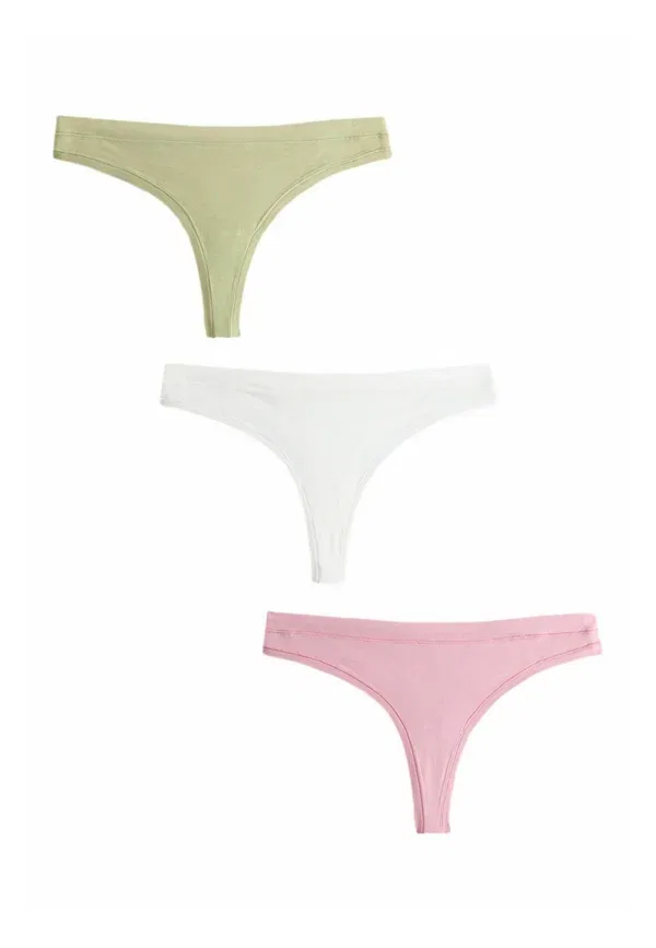 Трусы-стринги 3 шт Next, green pink cream, зеленый розовый кремовый