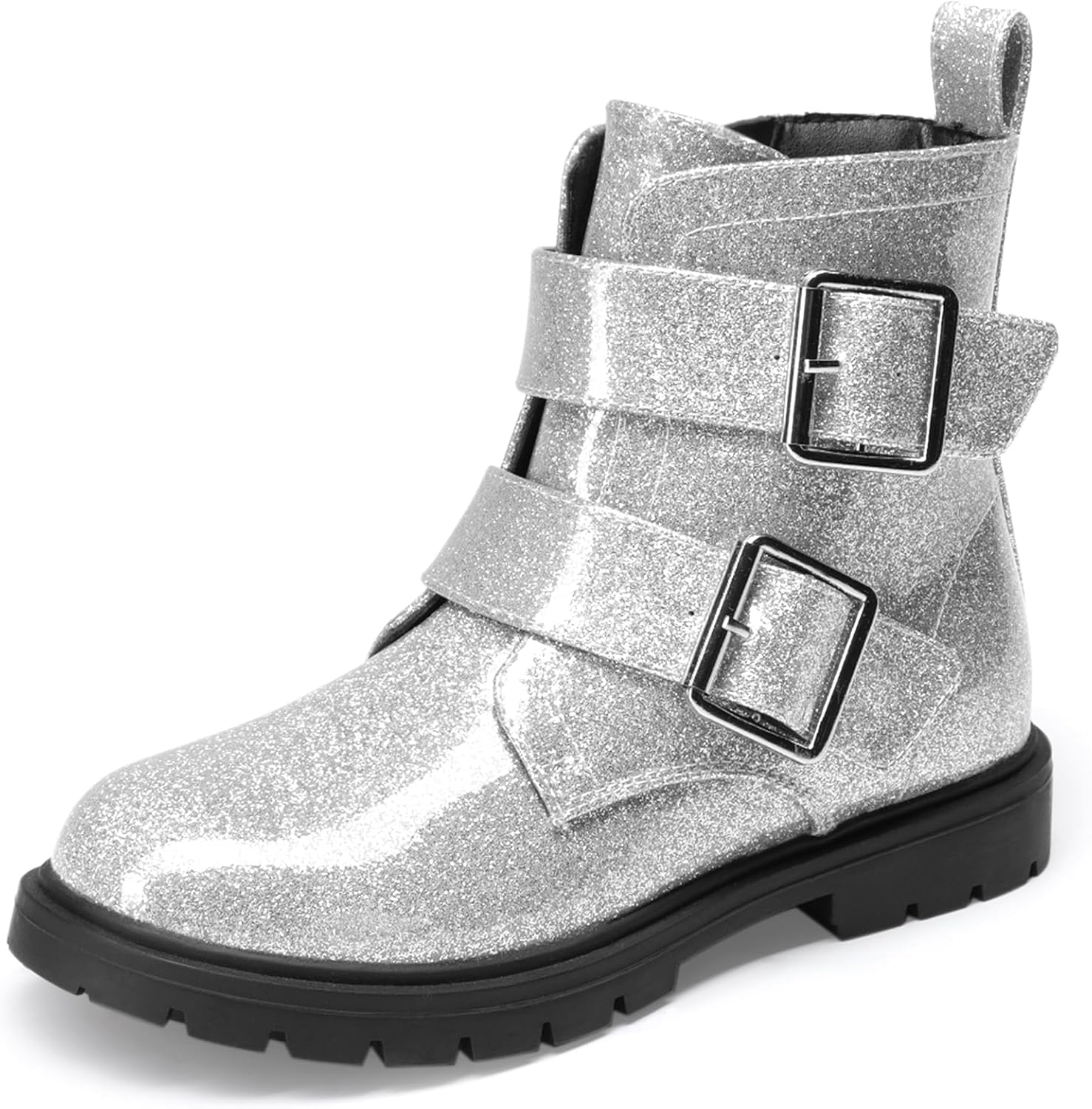 

Ботинки DREAM PAIRS для девочек и мальчиков с блестками, на щиколотку, с боковой молнией и пряжками, для малышей, детей младшего возраста и старших детей, Silver
