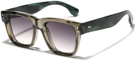 

Квадратные мужские солнцезащитные очки с заклепками, защита от УФ-излучения UV400, ретро-градиентные солнцезащитные очки для женщин, модные солнцезащитные очки MTZJH, Olive Green Gray