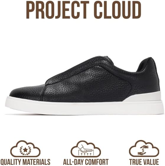 Мужские кроссовки Project Cloud с стелькой из настоящей кожи и памяти формы - легкие и противоскользящие кроссовки для мужчин, повседневные кроссовки без шнурков (Hudson), черный — фото 3