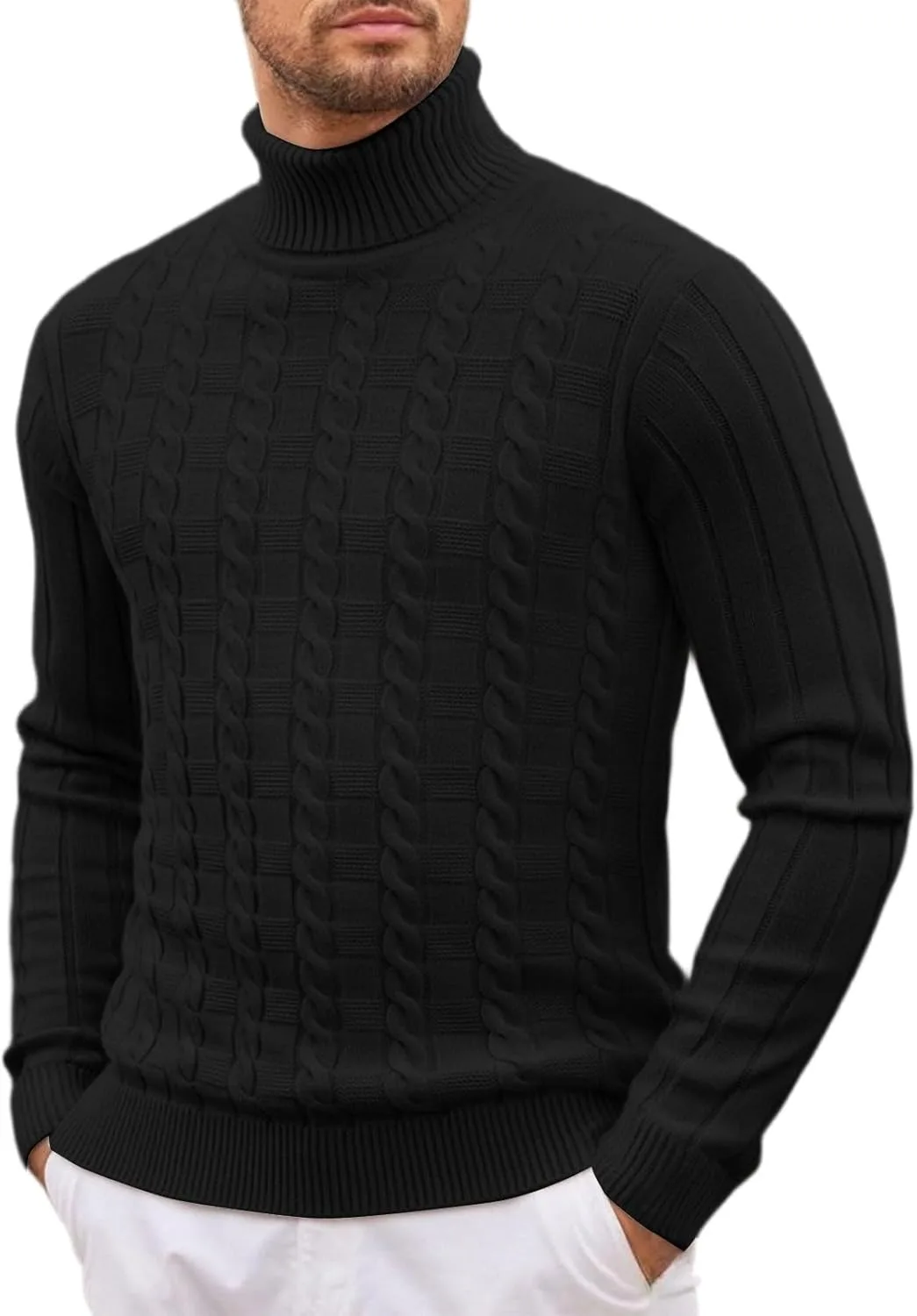 

Мужской свитер-водолазка с длинным рукавом, Solid Color, осень-зима, вязаный, теплый, M-3XL RTRDE