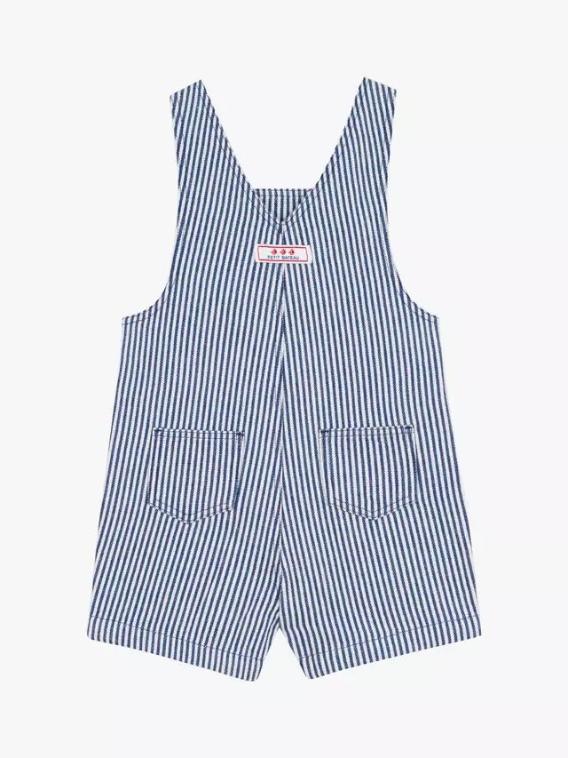 Детский полосатый комбинезончик из ткани дунагри, синий Petit Bateau — фото 2