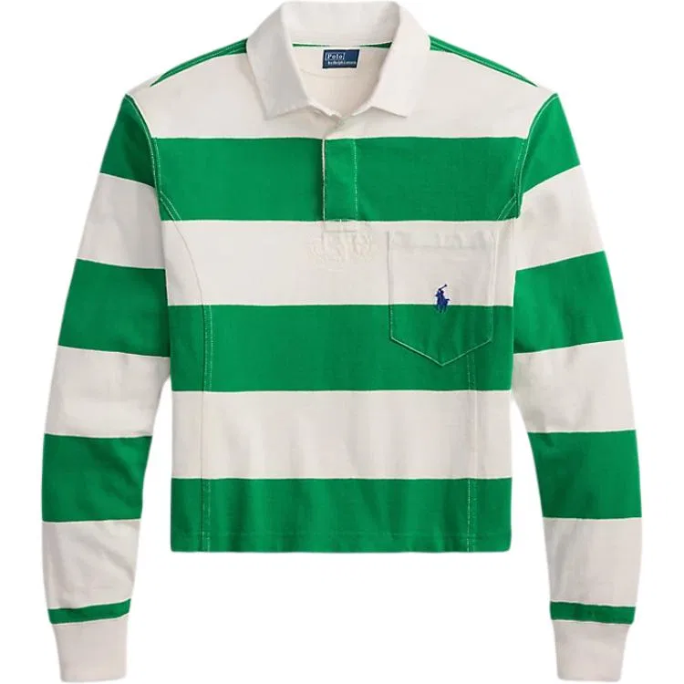 Футболка с длинным рукавом в полоску Polo Ralph Lauren, White Green Mixed Color