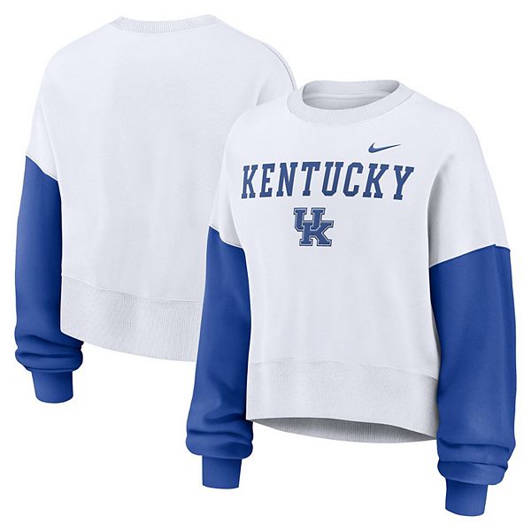Женский белый оверсайз кроп-свитшот color-block kentucky wildcats Nike — фото 2