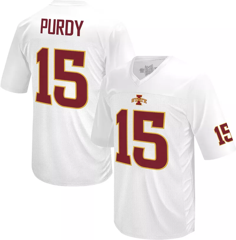 

Мужская футболка в стиле ретро-бренда Iowa State Cyclones Brock Purdy # 15, белая саржевая реплика, футбольное джерси Retro Brand
