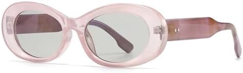 

Популярные модные овальные солнцезащитные очки для женщин, винтажные, конфетного цвета, прозрачные, градиентные, мужские панк-солнцезащитные очки MTZJH, Purple Light Gray