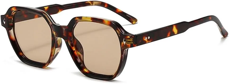 

Модные квадратные женские солнцезащитные очки конфетных цветов в стиле ретро с заклепками и леопардовым принтом, солнцезащитные очки UV400 SKFGNX, Leopard Champagne