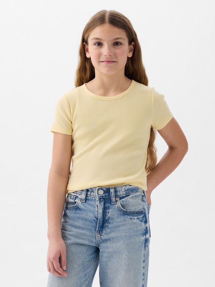 

Детская хлопковая футболка Gap, желтый