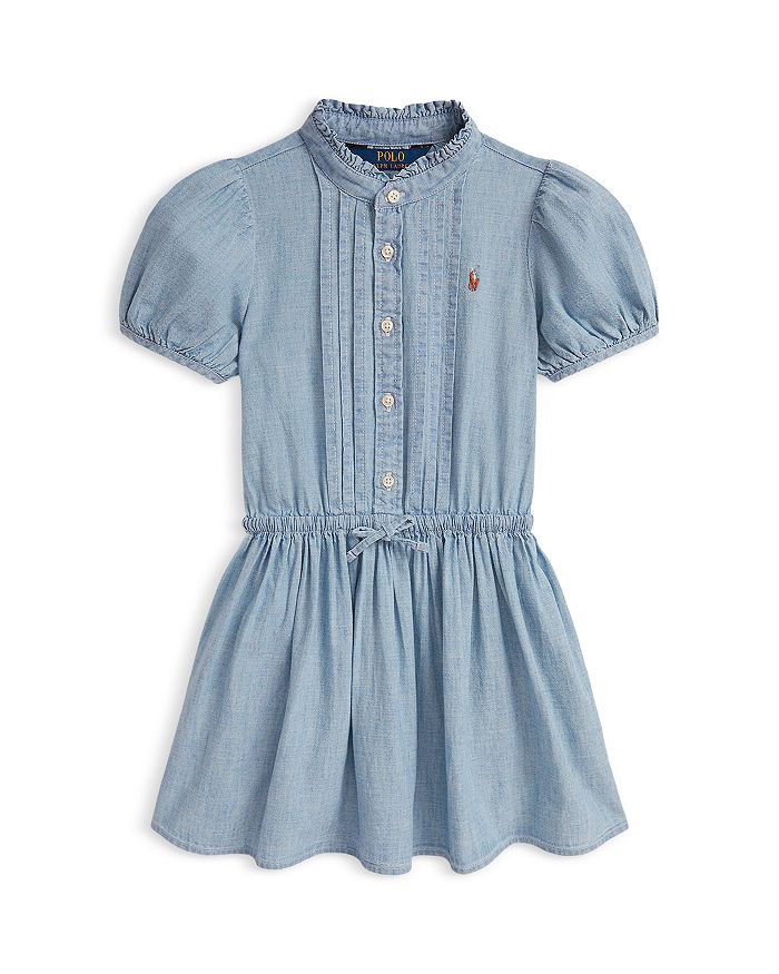 

Детское платье из индиго-синего хлопкового шамбре - для девочек Ralph Lauren, синий
