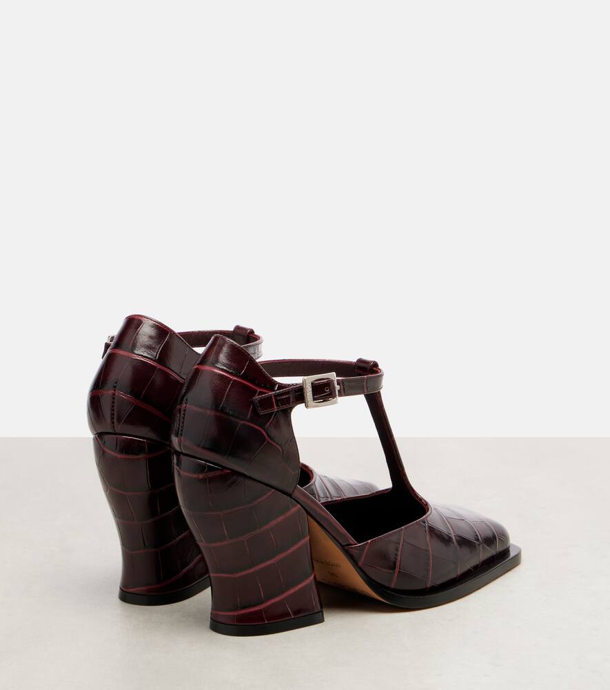 Туфли-лодочки Onda 90 из кожи с эффектом крокодила Loewe, Burgundy — фото 2