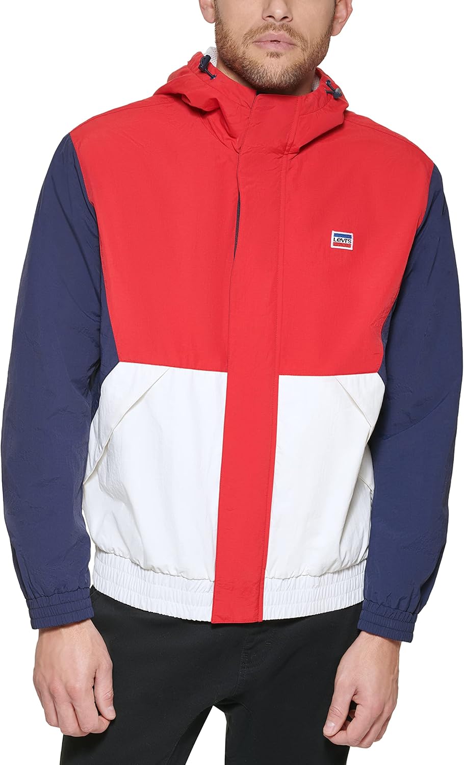 

Levi's mens Мужская ретро-ветровка Levi's в цветных блоках, Red/Ice/Navy Color Block