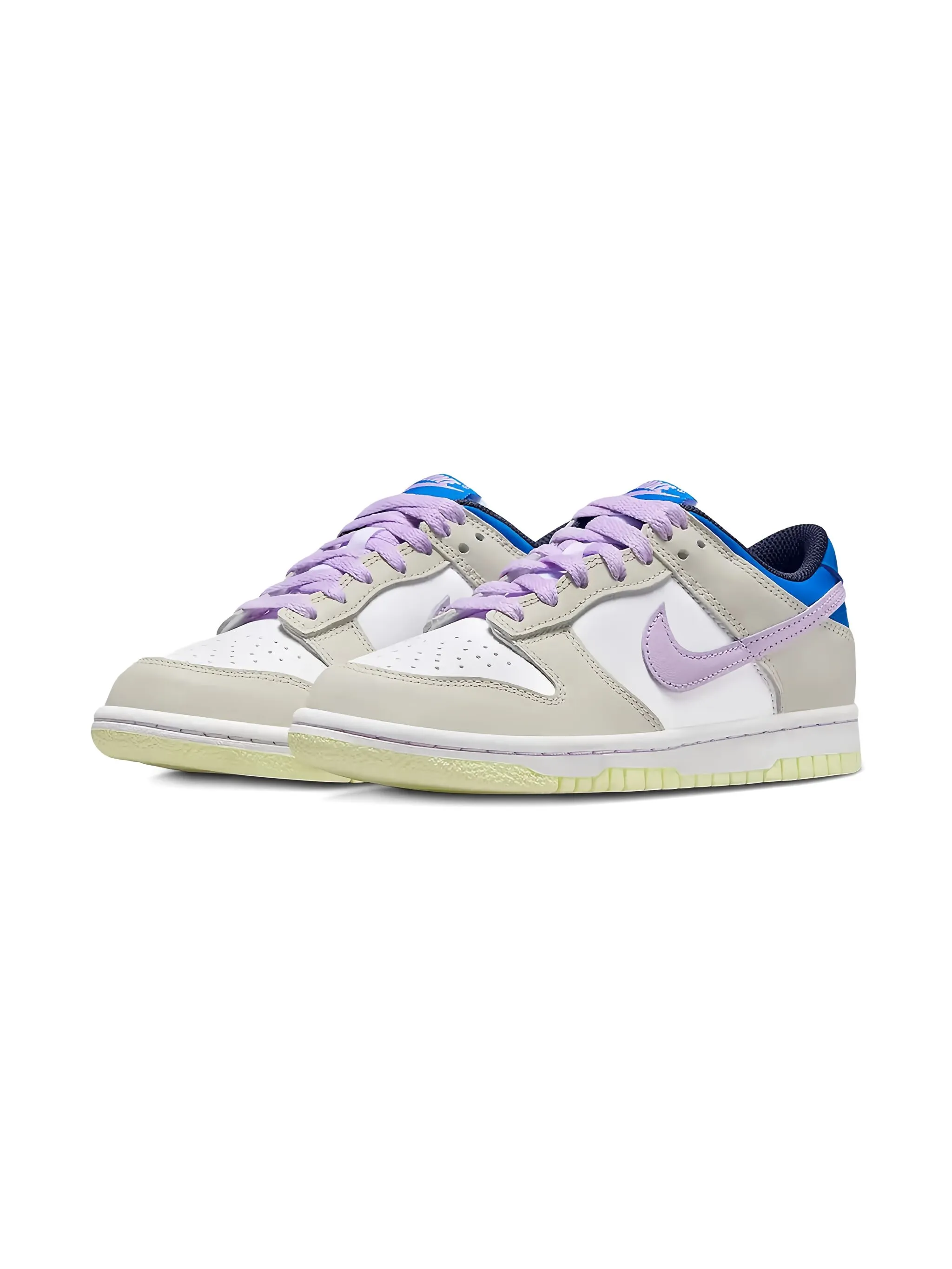 Кроссовки Dunk Low Khaki/Blue/Pink Nike Kids, бежевый — фото 2