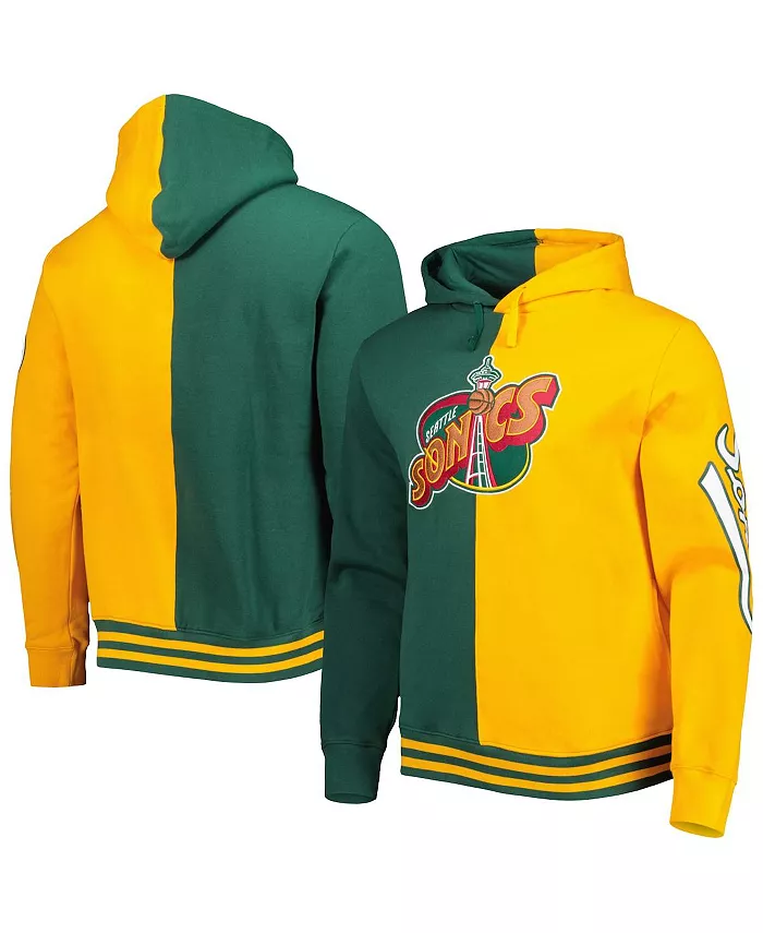 

Мужская зелено-золотая толстовка с раздельным капюшоном Seattle SuperSonics Hardwood Classics Mitchell & Ness