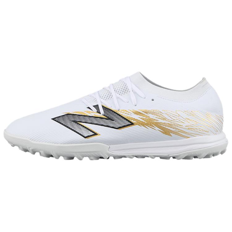 New Balance Футбольные бутсы Furon V8 TF Turf с износостойким дышащим покрытием, унисекс, белые, золотистые, черные