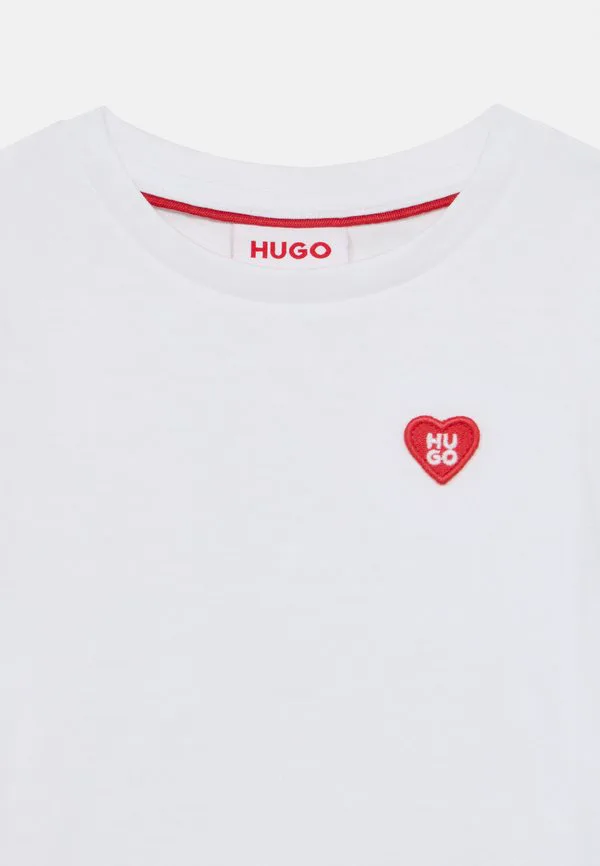 Футболка с короткими рукавами, базовая футболка Hugo Kids, White — фото 3