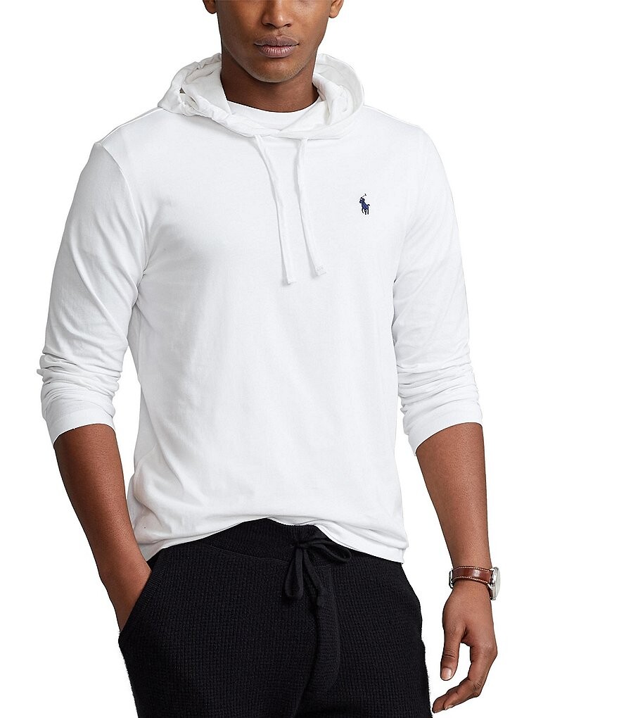 

Футболка с капюшоном и длинными рукавами Polo Ralph Lauren Big & Tall, белый