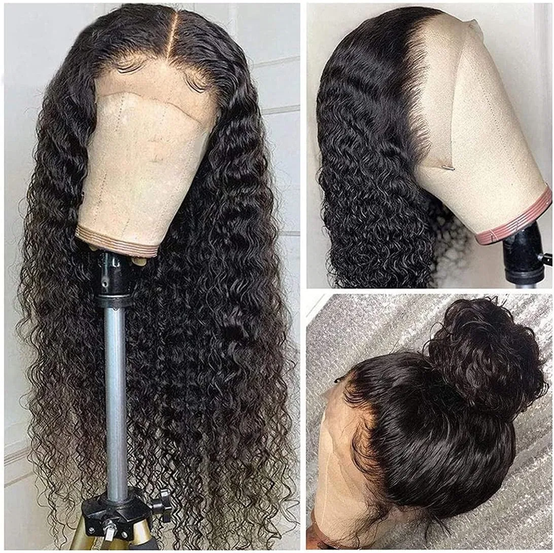 Женский парик из натуральных волос Water Wave 13x4 HD Lace Front от Larafona Feibin, Black-13X4 Lace Wig — фото 3
