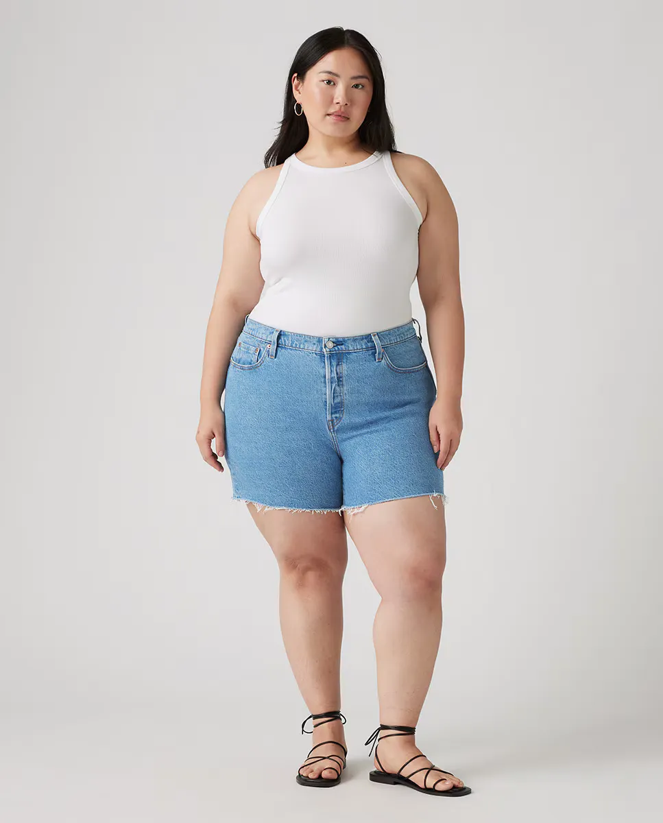 

501 Оригинальные джинсовые шорты женские с завышенной талией Levi's Plus, голубой