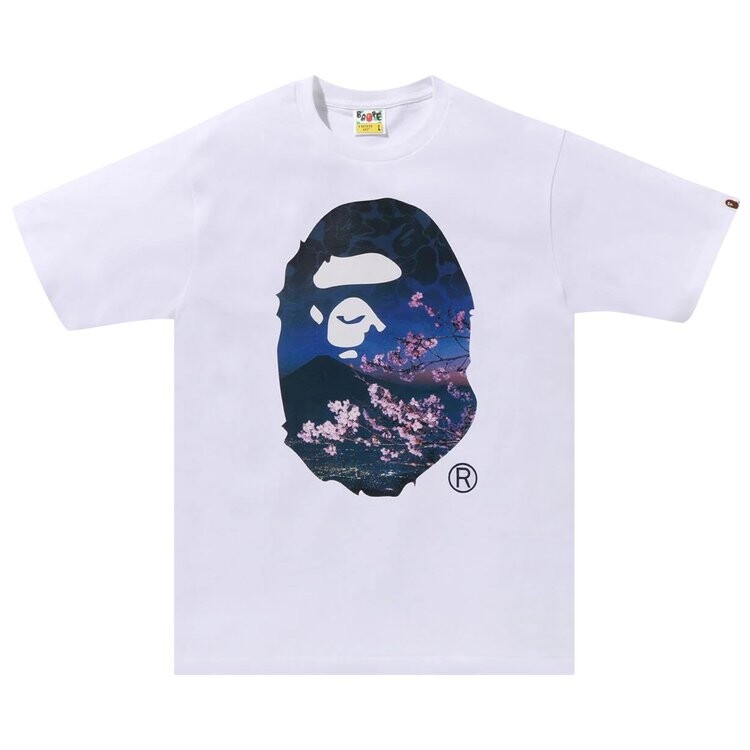 

Футболка BAPE Sakura Photo Ape Head #2 'White', белый