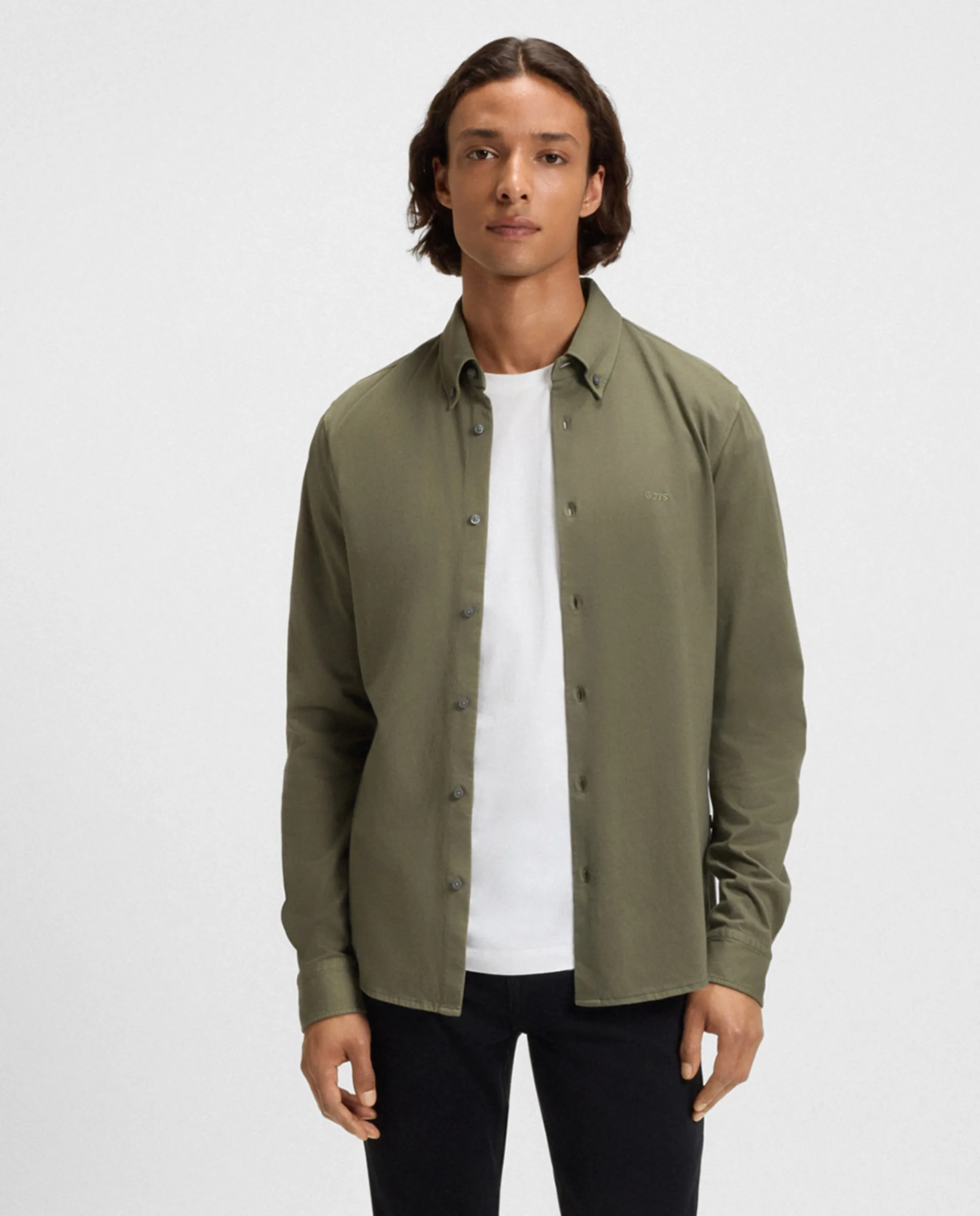 

Мужская рубашка с длинным рукавом Boss, зеленый