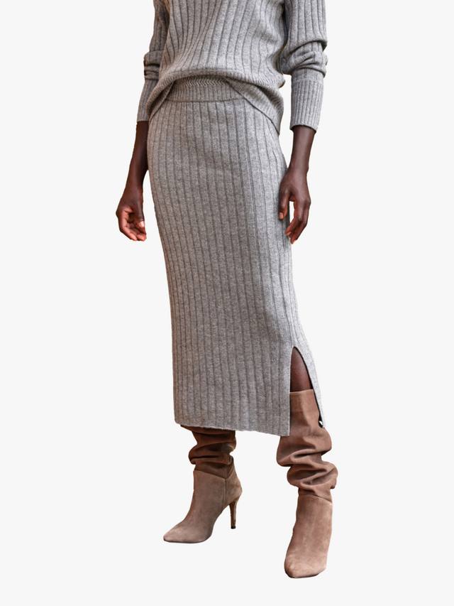 

Рельефная юбка из шерсти Pure Collection, Grey Marl