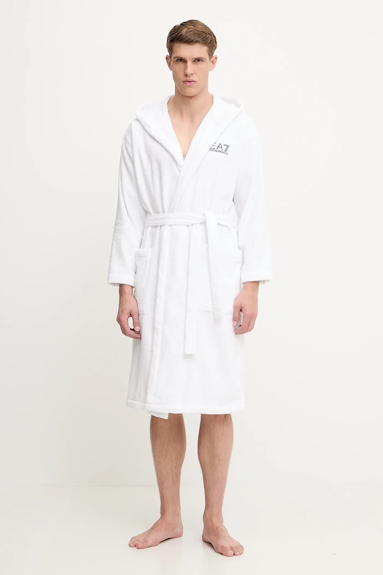 

Хлопковый халат Ea7 Emporio Armani, белый